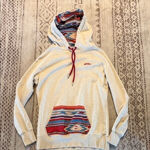 Hooey Beige Hoodie with Red and Multicolor Accents